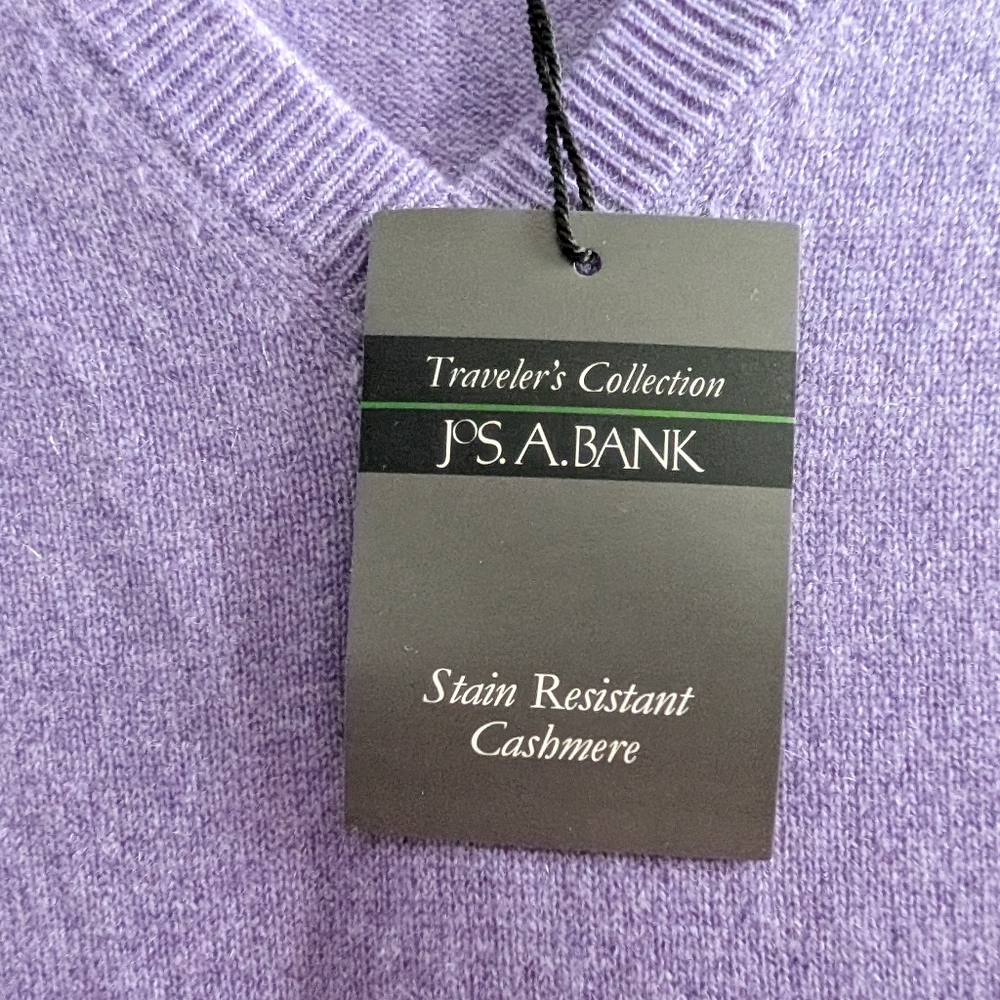 Jos A Bank Traveller's Cashmere Purple V-neck Pullover Knit Sweater - XL - Picture 3 of 14